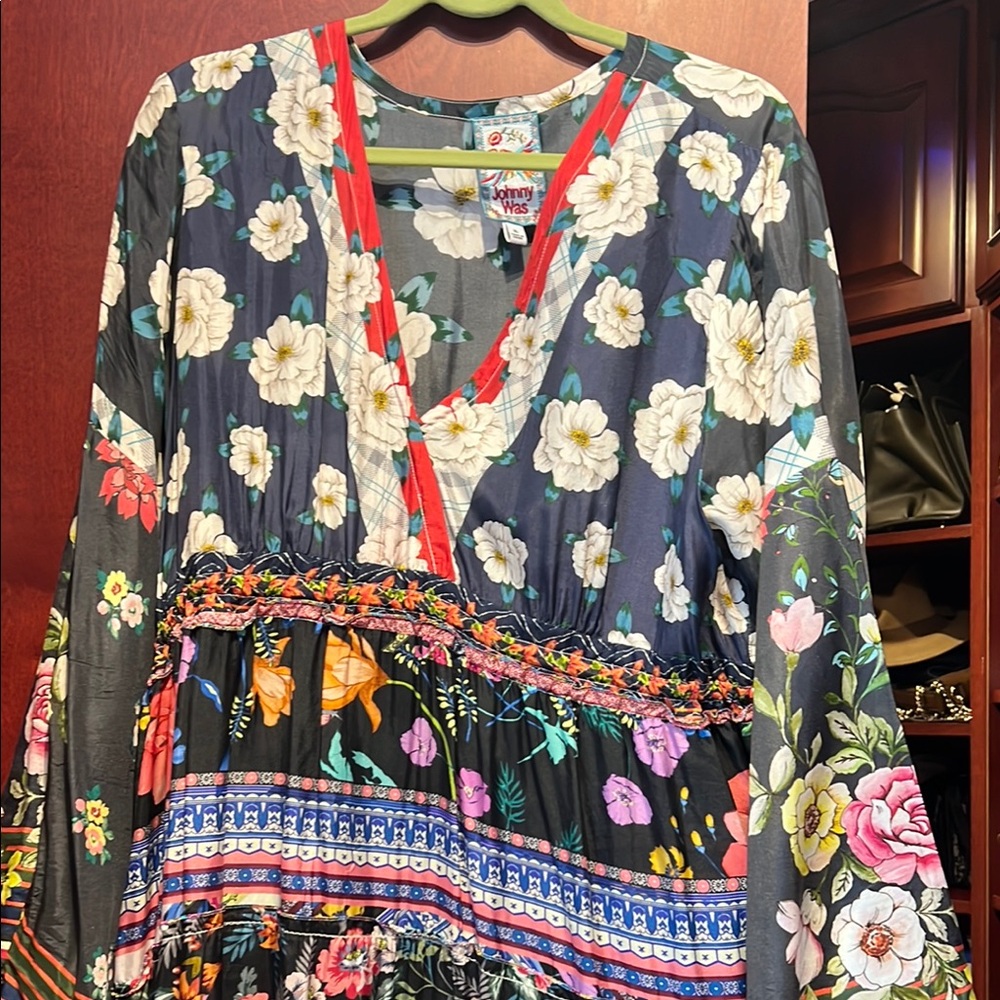 Johnny Was Floral Maxi Dress - Black and Multicolor